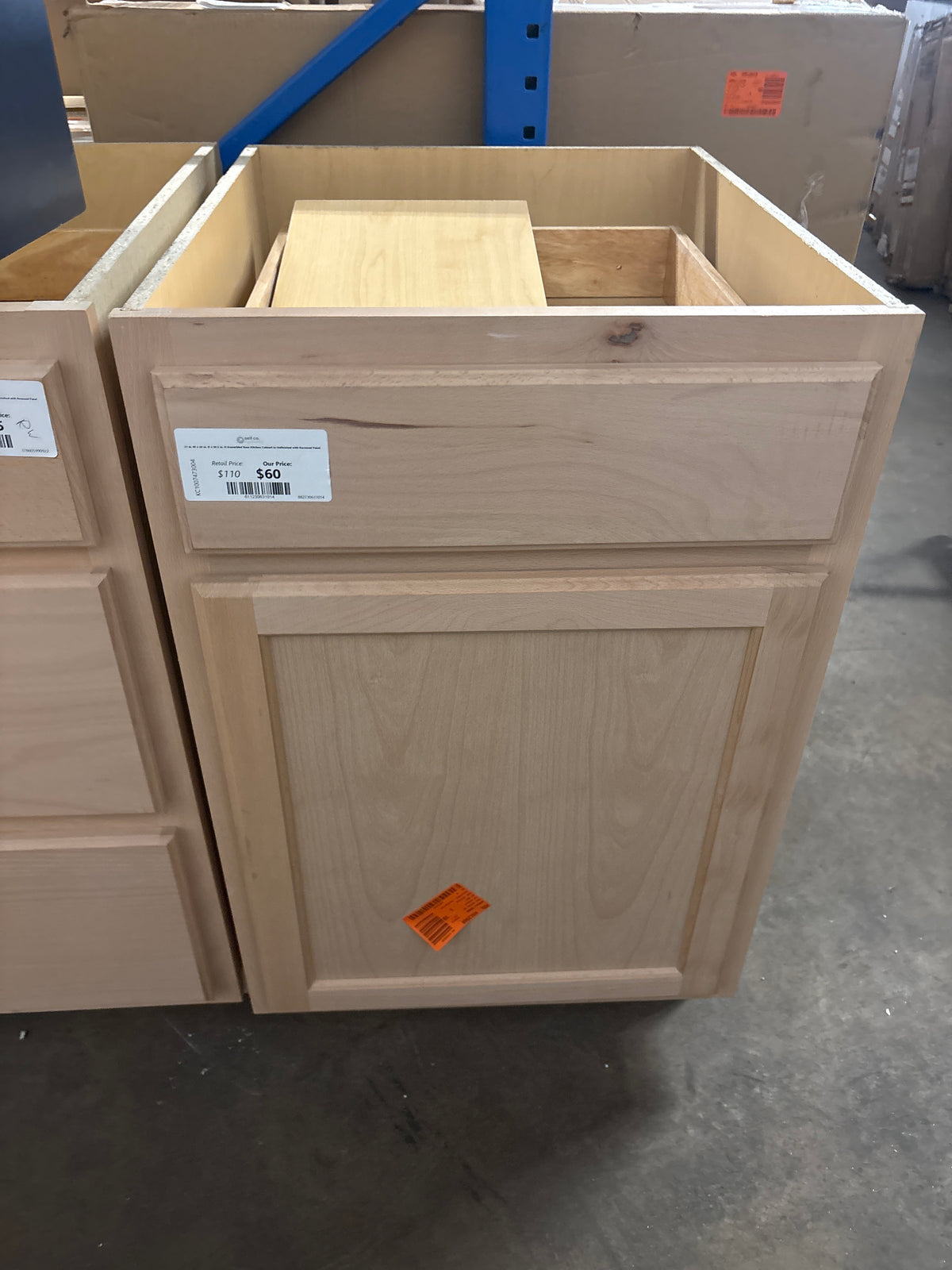 21 in. W x 24 in. D x 34.5 in. H Assembled Base Kitchen Cabinet in Unfinished with Recessed Panel