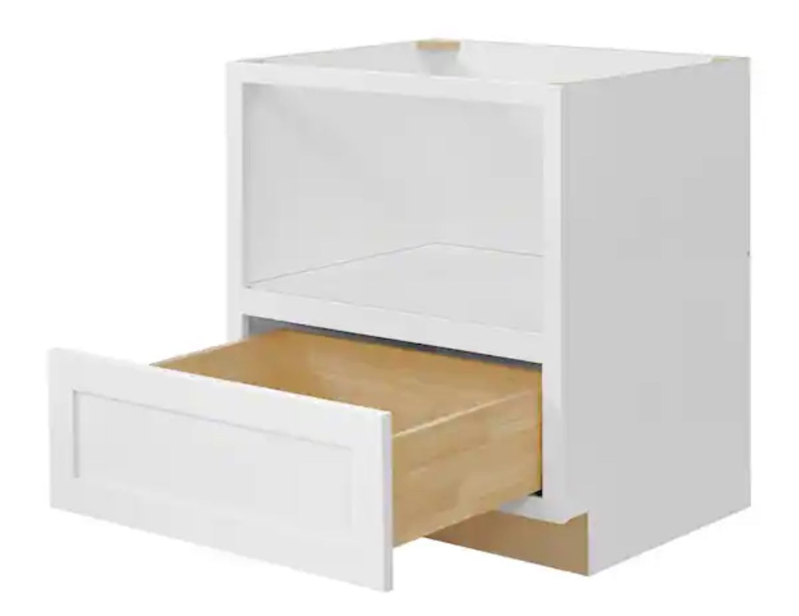 Avondale 30 in. W x 24 in. D x 34.5 in H Ready to Assemble Plywood Shaker Microwave Base Kitchen Cabinet in Alpine White