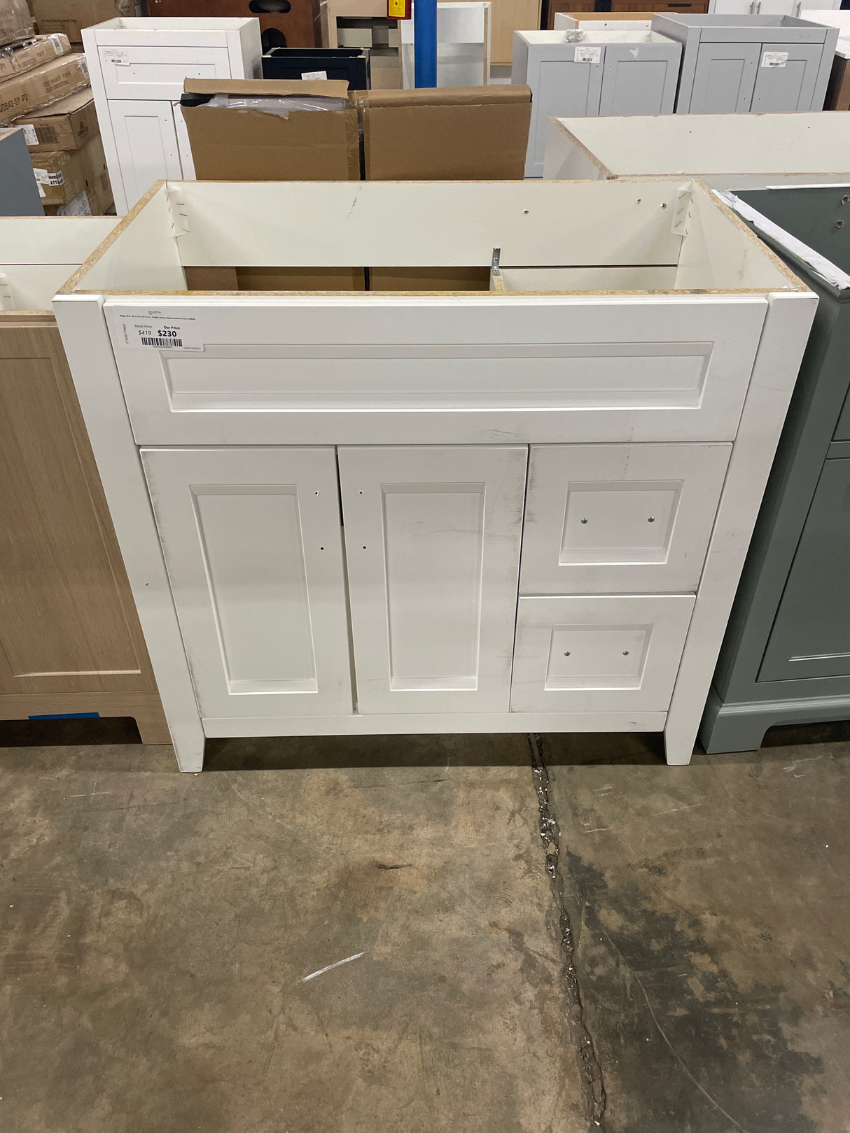 Ridge 36 in. W x 22 in. D x 34 in. H Bath Vanity Cabinet without Top in White