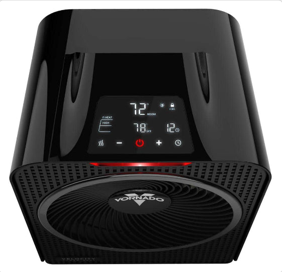 Forced Air Velocity 5 Whole Room 1500-Watt 5118 BTU Electric Space Fan Electric Heater Furnace, Black