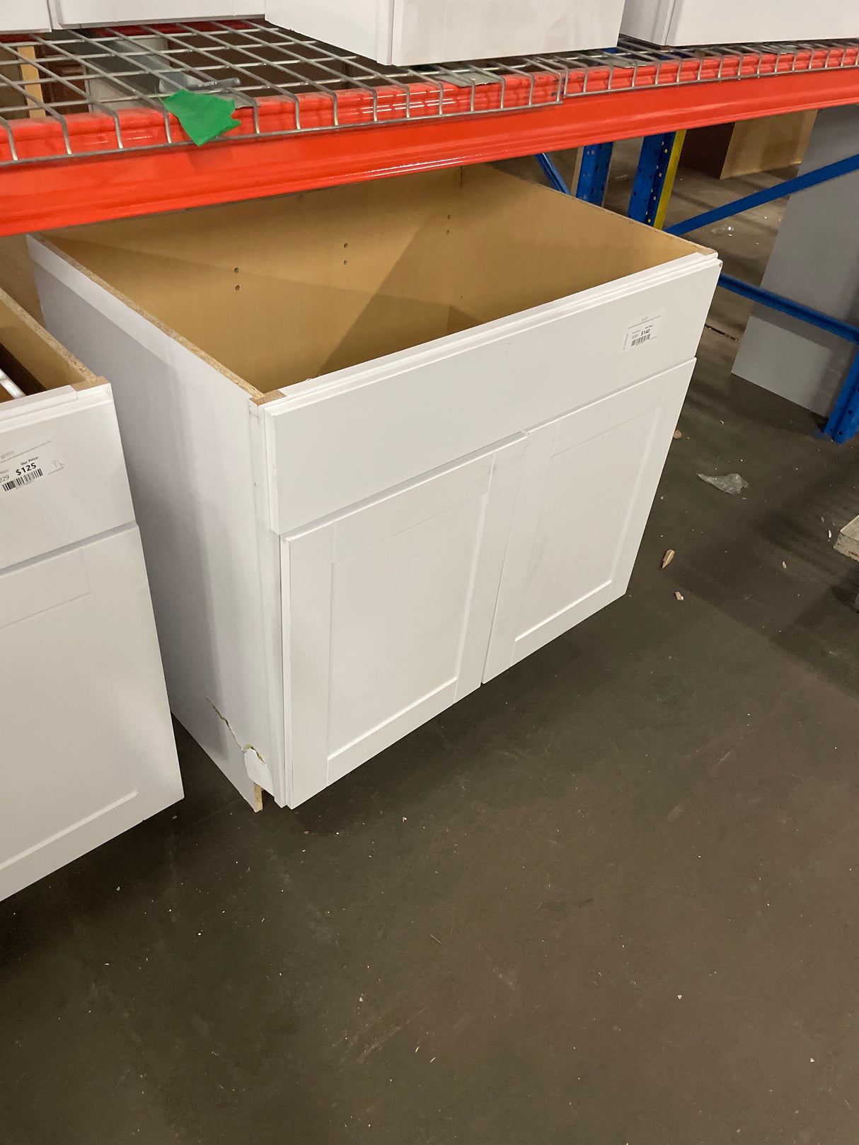 Shaker Satin White Stock Assembled Sink Base Kitchen Cabinet (36 in. x 34.5 in. x 24 in.)