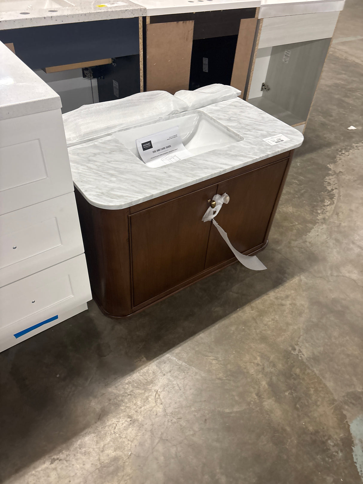 Collette 36 in. Single Sink Cinnamon Oak Bath Vanity with Carrara White Marble Top (Assembled)