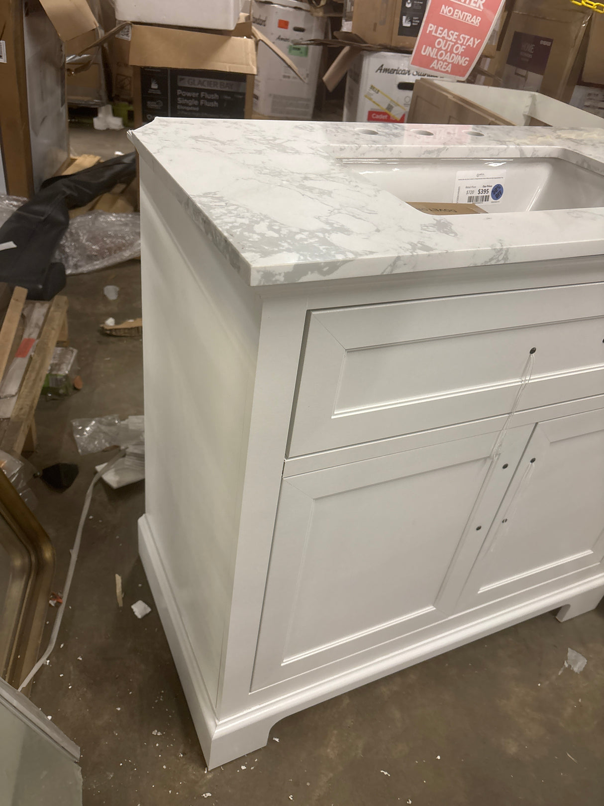 Doveton 36 in. W x 19 in. D x 34.5 in. H Single Sink Bath Vanity in White with White Engineered Stone Top