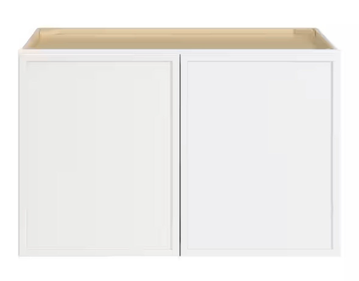Leyton 36 in. W x 24 in. D x 24 in. H Ready to Assemble Plywood Shaker Wall Bridge Kitchen Cabinet in Alpine White