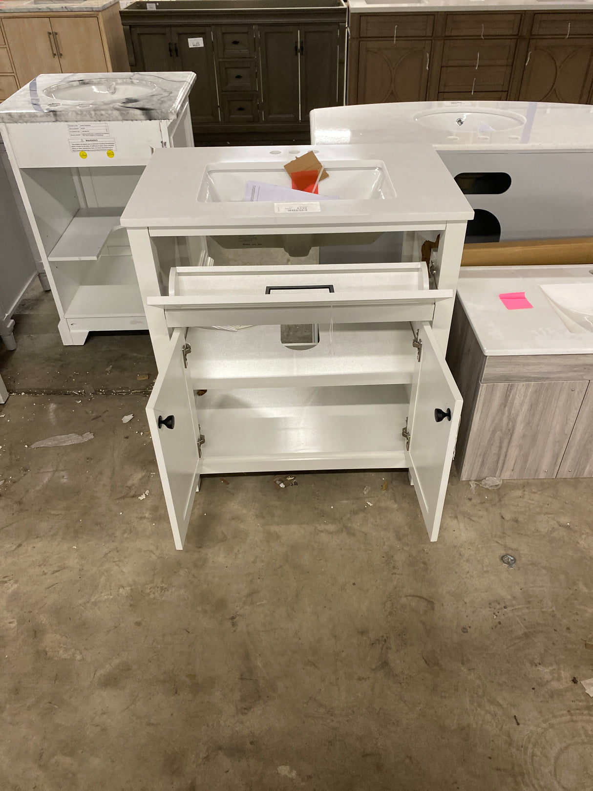 Hanna 30 in. Single Sink White Bath Vanity with White Engineered Stone Top (Assembled)