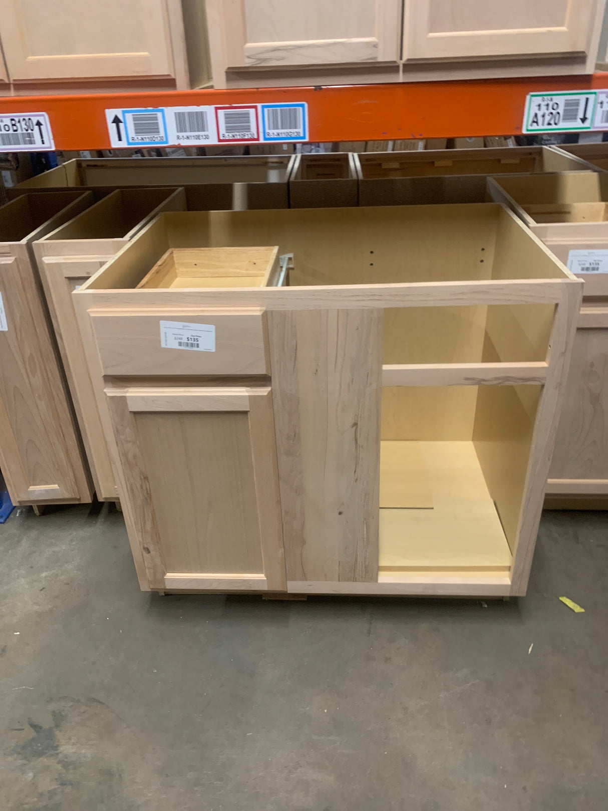 36 in. W x 24 in. D x 34.5 in. H Assembled Blind Corner Base Kitchen Cabinet in Unfinished with Recessed Panel