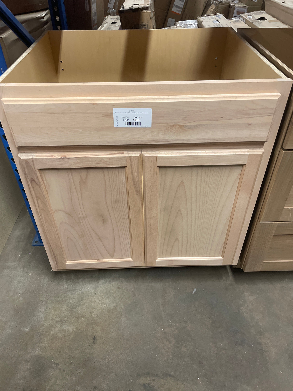 Hampton Assembled 30x34.5x24 in. Sink Base Cabinet in Unfinished Beech
