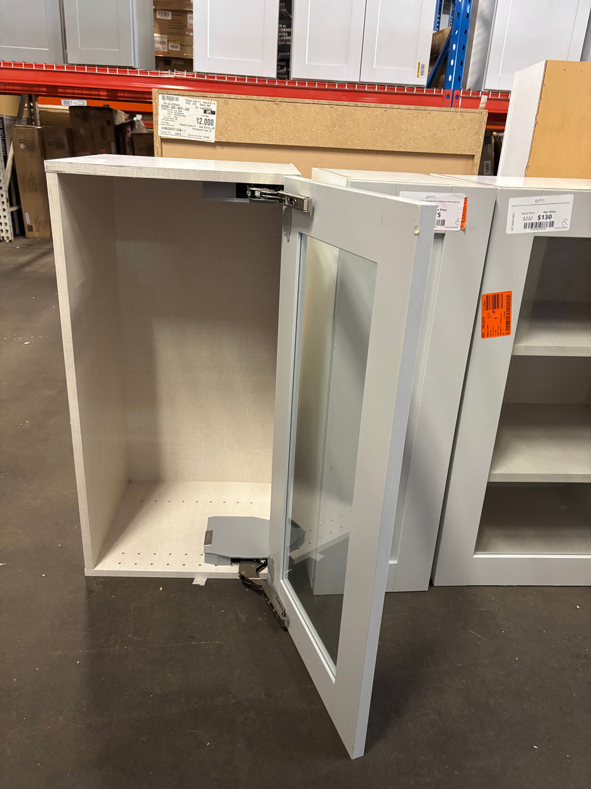 Milton 18 in. W x 14 in. D x 30 in. H Assembled Shaker Glass Door Specialty Wall Kitchen Cabinet in Light Gray