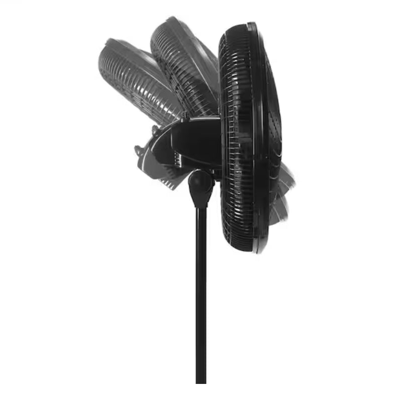 18 in. 3 Speed Oscillating Pedestal Fan with Adjustable Height, Easy Assembly, and Quiet Cooling for Any Room in Black