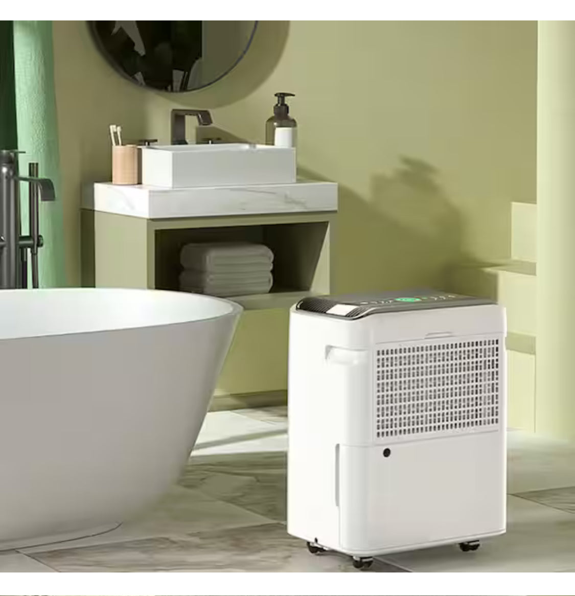 70 pt. 4,500 sq. ft. Dehumidifier in White with Drain Hose and Bucket, Auto Defrost, Low Noise, Dehumidify Efficiently