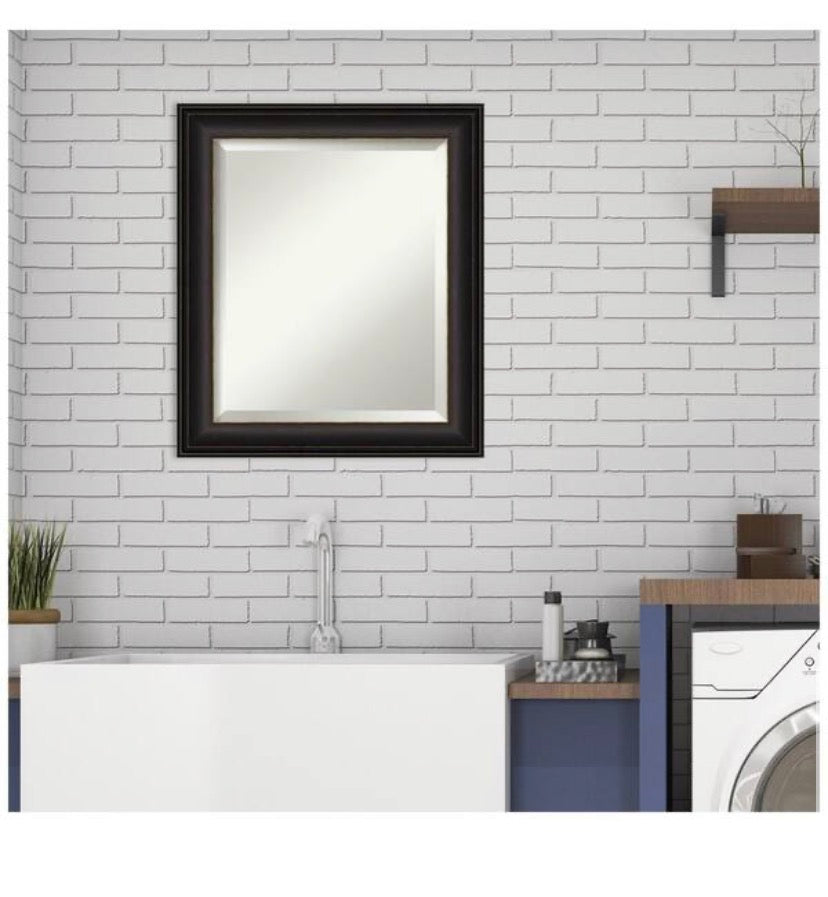 Medium Rectangle Trio Oil Rubbed Bronze Beveled Glass Casual Mirror (24.5 in. H x 20.5 in. W)