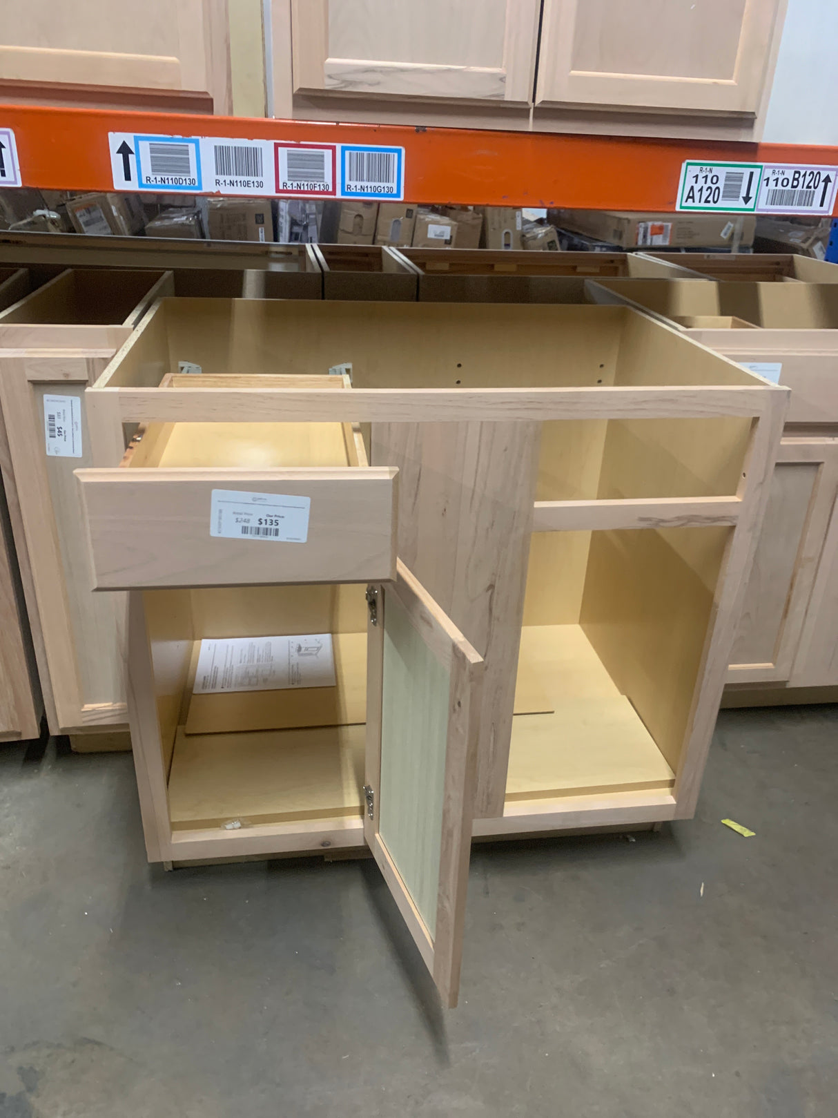 36 in. W x 24 in. D x 34.5 in. H Assembled Blind Corner Base Kitchen Cabinet in Unfinished with Recessed Panel