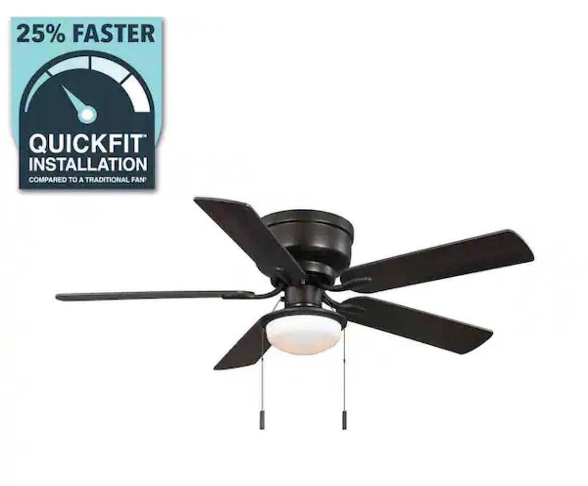 Colton 52 in. Indoor Flat Bronze Low Profile Ceiling Fan with Light Kit and Bright White LED Bulb Included