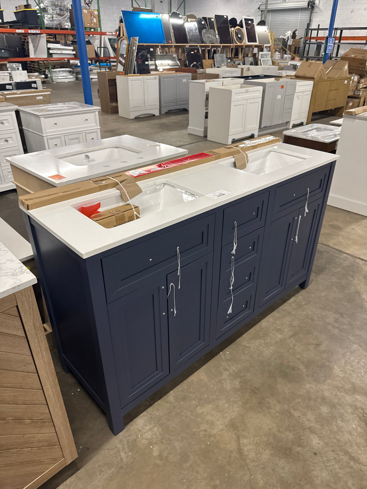 Beaufort 60 in. W x 19 in. D x 34.50 in. H Bath Vanity in Midnight Blue with White Cultured Marble Top