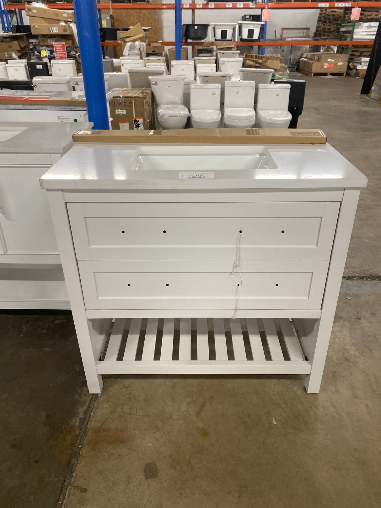 Autumn 36 in. W x 19 in. D x 34.5 in. H Single Sink Bath Vanity in White with White Engineered Stone Top