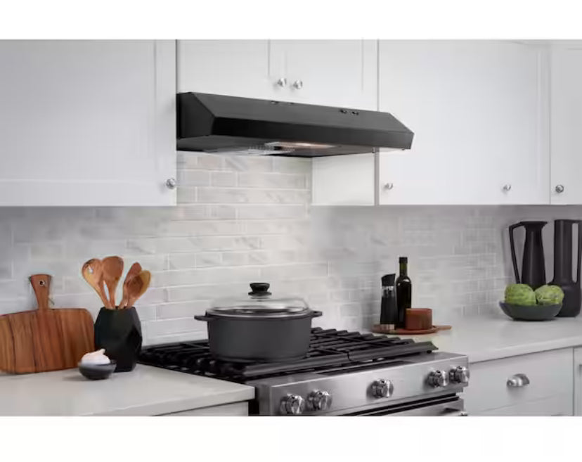 Arno 30 in. 240 CFM Convertible Under Cabinet Range Hood in Black with Lighting and Charcoal Filter