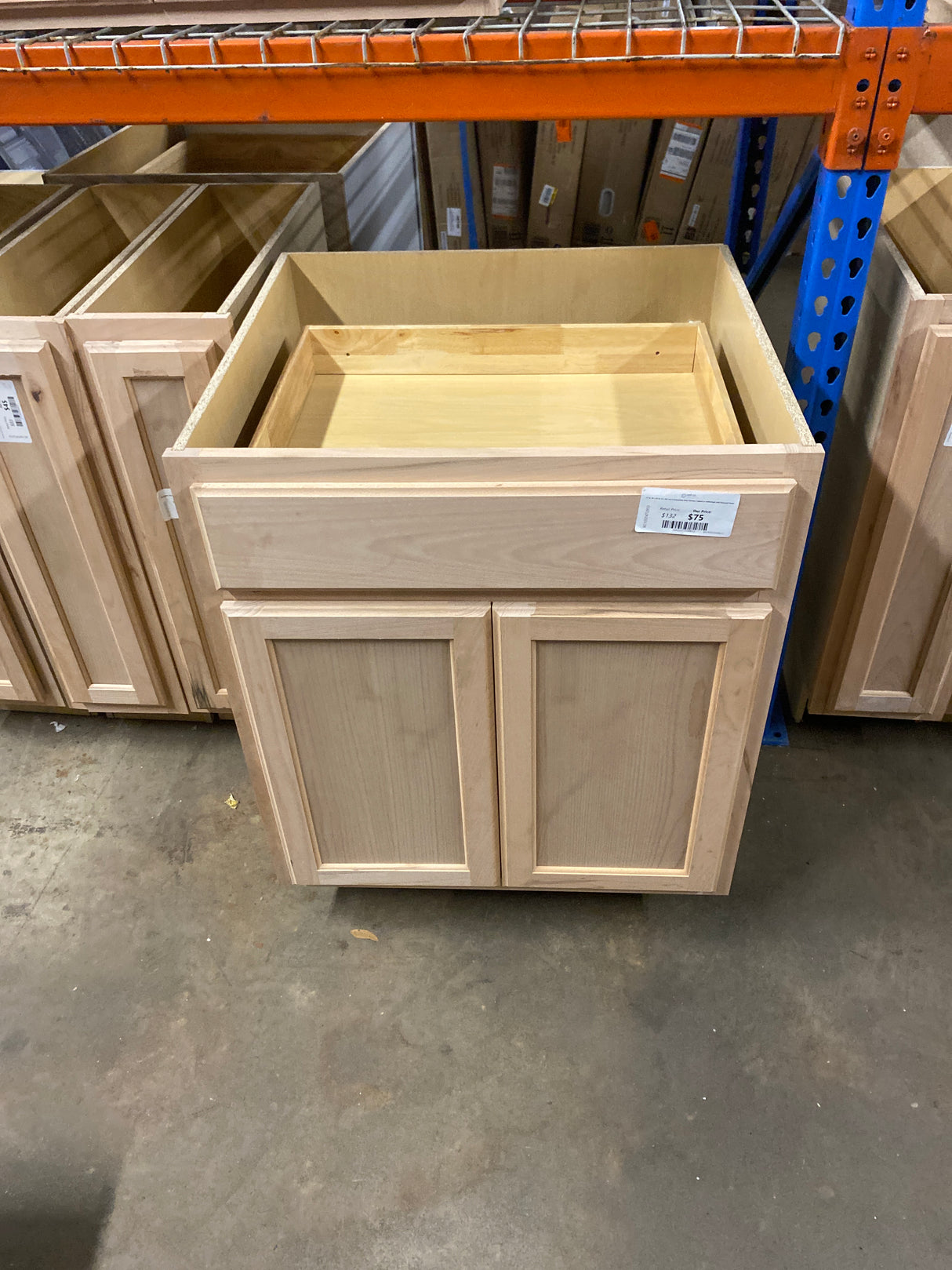 27 in. W x 24 in. D x 34.5 in. H Assembled Base Kitchen Cabinet in Unfinished with Recessed Panel