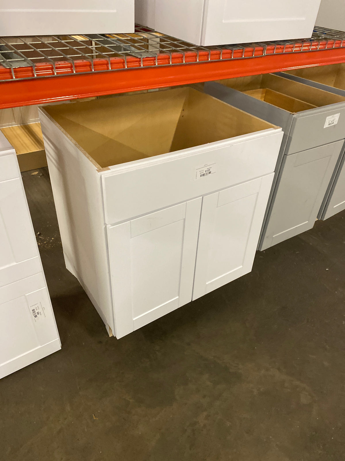 Shaker Satin White Stock Assembled Sink Base Kitchen Cabinet (30 in. x 34.5 in. x 24 in.)