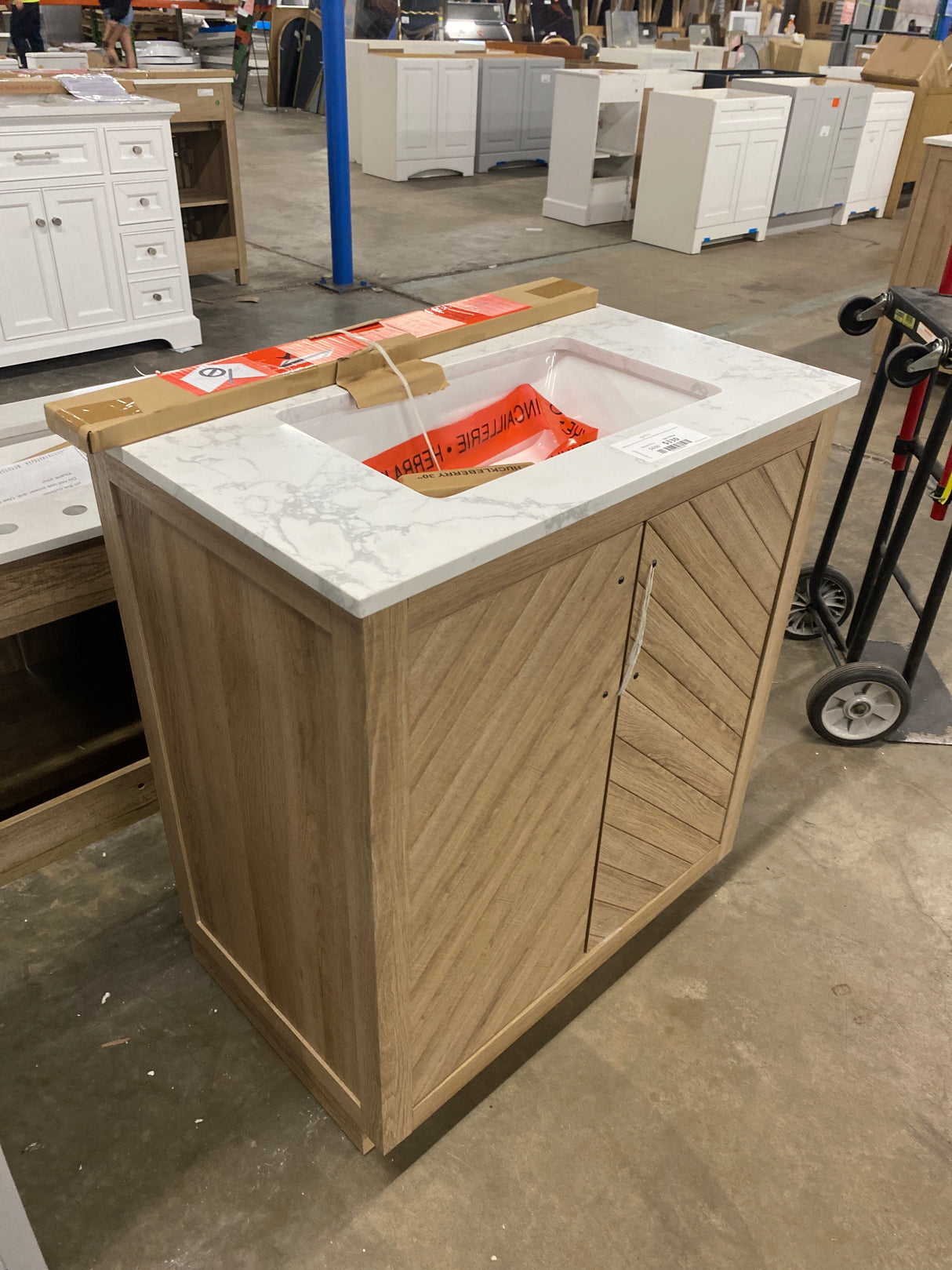Huckleberry 30 in. W x 19 in. D x 34.5 in. H Bath Vanity in Weathered Tan with White Cultured Marble Top