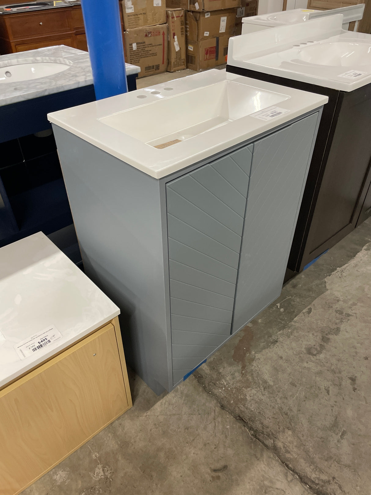 Lanier 25 in. Single Sink Laguna Blue Bath Vanity with White Cultured Marble Top (Assembled)