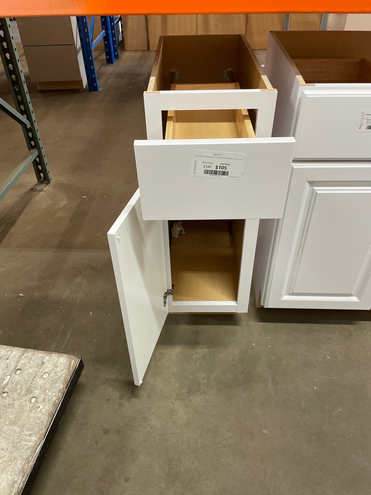 Shaker Satin White Stock Assembled Base Kitchen Cabinet with Ball-Bearing Drawer Glides (12 in. x 34.5 in. x 24 in.)