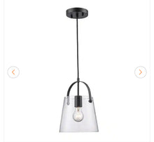 Load image into Gallery viewer, 1-Light Matte Black Mini Pendant Light Fixture with Clear Glass Shade
