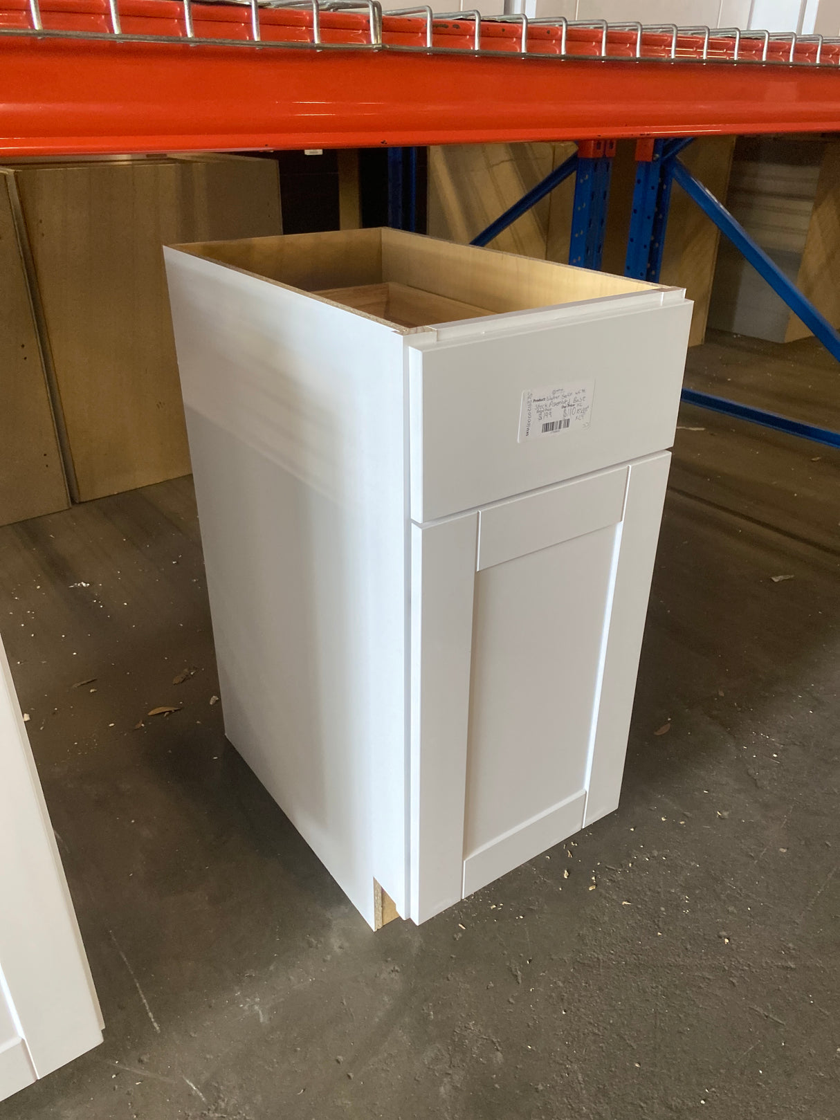 Shaker Satin White Stock Assembled Base Kitchen Cabinet with Ball-Bearing Drawer Glides (15 in. x 34.5 in. x 24 in.)