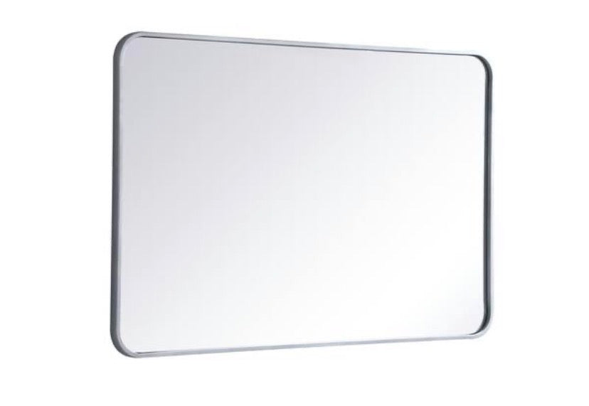 Timeless Home 27 in. W x 40 in. H x Modern Soft Corner Metal Rectangle Silver Mirror