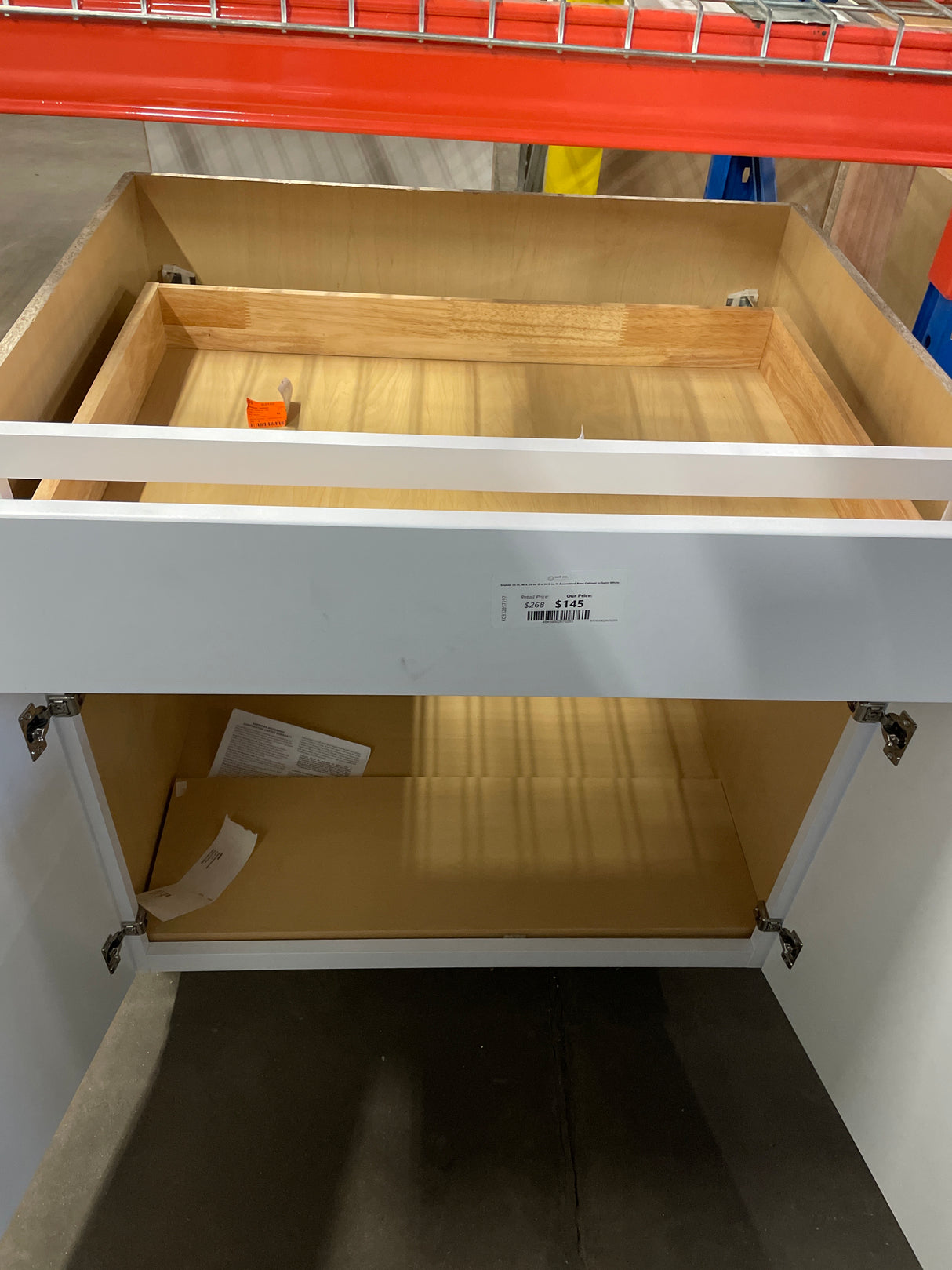 Shaker 33 in. W x 24 in. D x 34.5 in. H Assembled Base Cabinet in Satin White