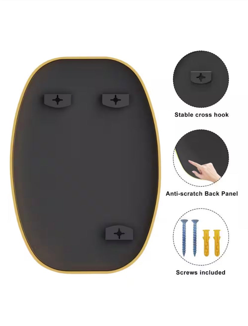 24 in. W x 36 in. H Gold Oval Wall Mounted Aluminum Alloy Bathroom Mirror Decorative Mirror(Set of 2)