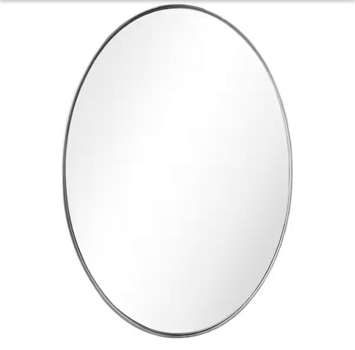 36 in. x 24 in. Ultra Oval Polished Silver Stainless Steel Framed Wall Mirror