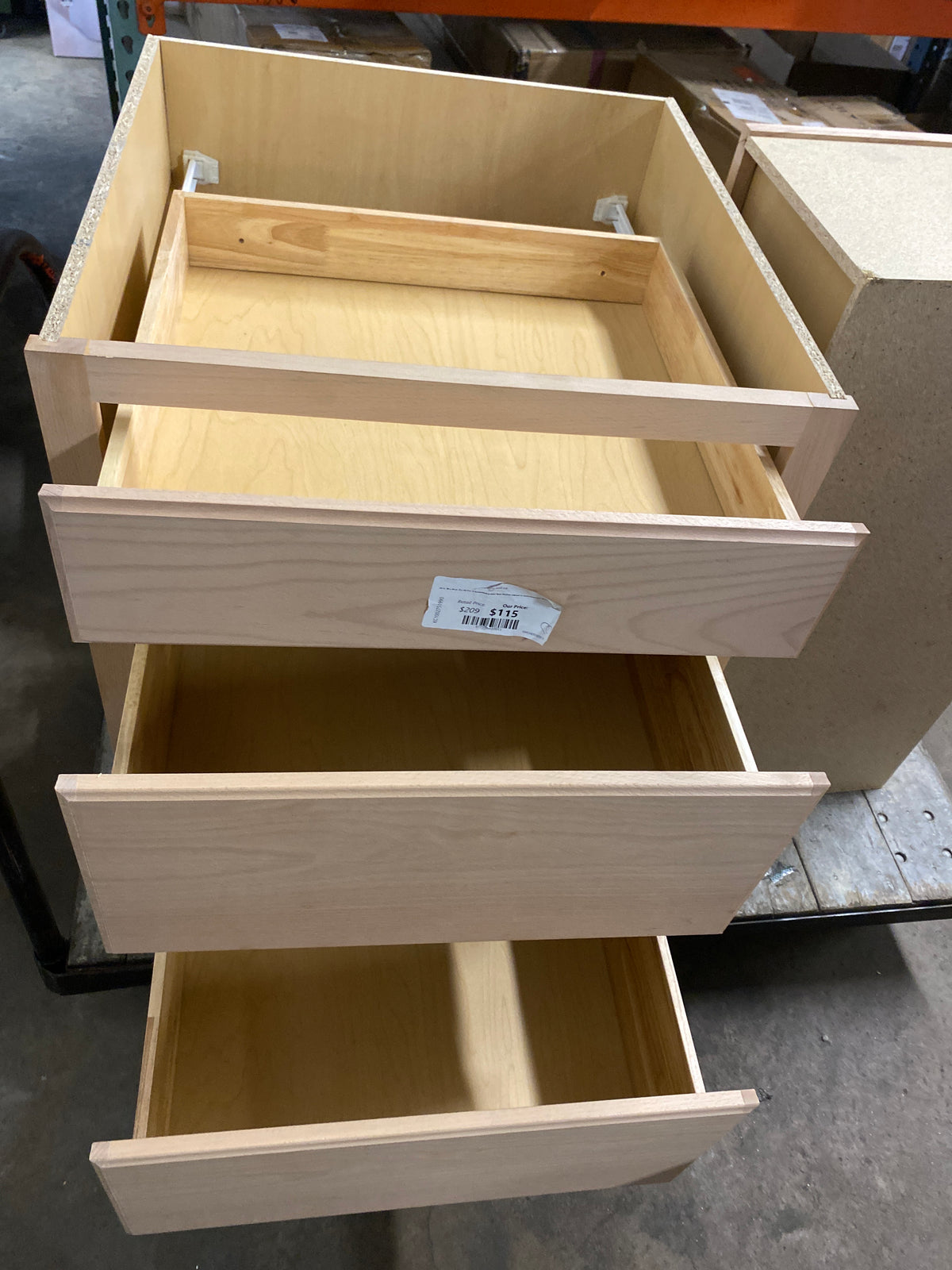 24 in. W x 24 in. D x 34.5 in. H Assembled Drawer Base Kitchen Cabinet in Unfinished with Recessed Panel (Copy)