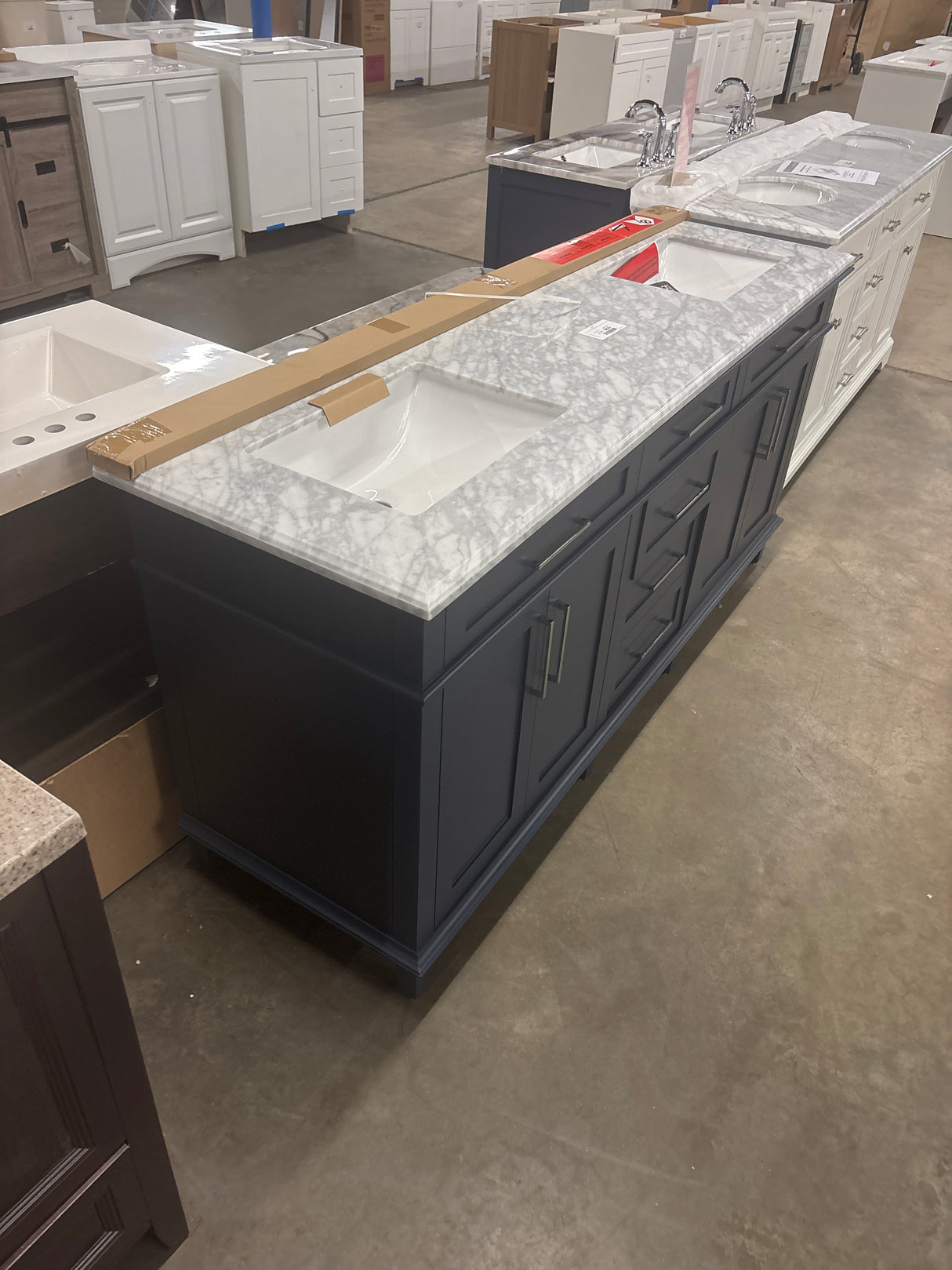 Sonoma 72 in. Double Sink Midnight Blue Bath Vanity with Carrara Marble Top (Assembled)