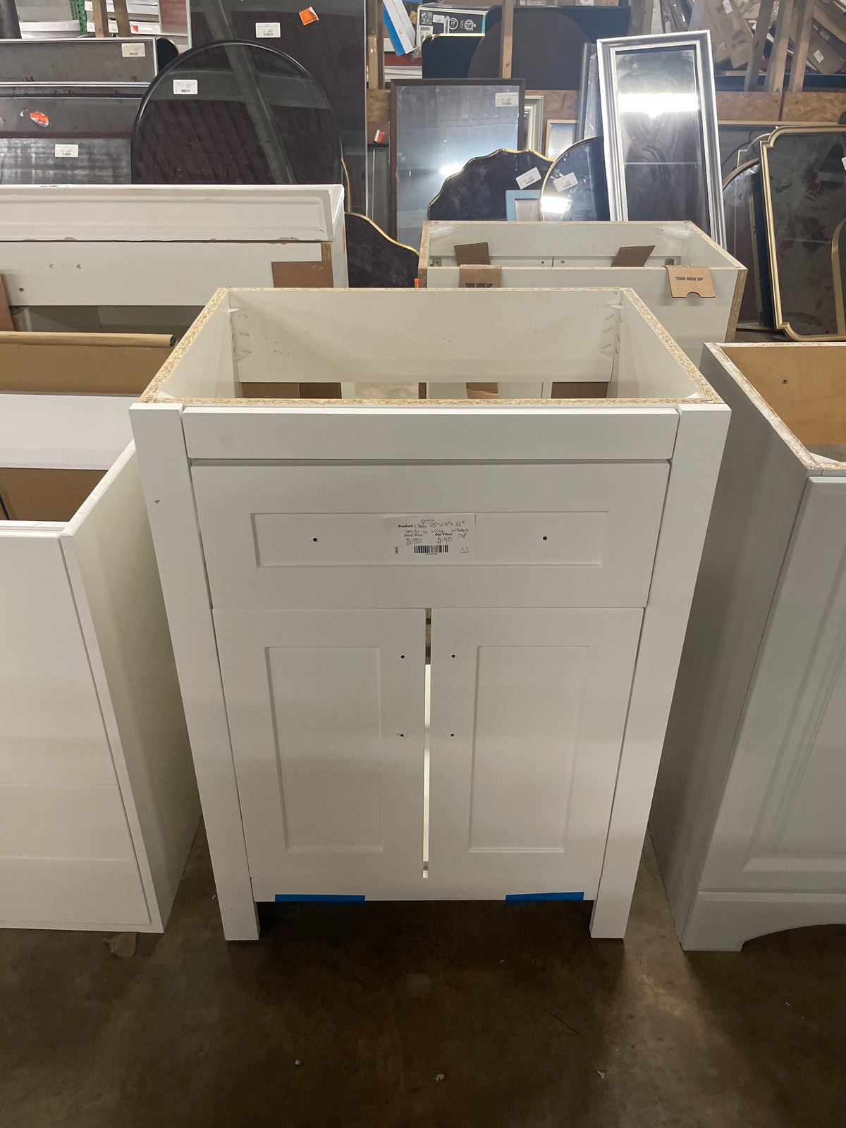 Clady 25 in. W x 19 in. D x 35 in. H Single Sink Freestanding Bath Vanity in White without Top
