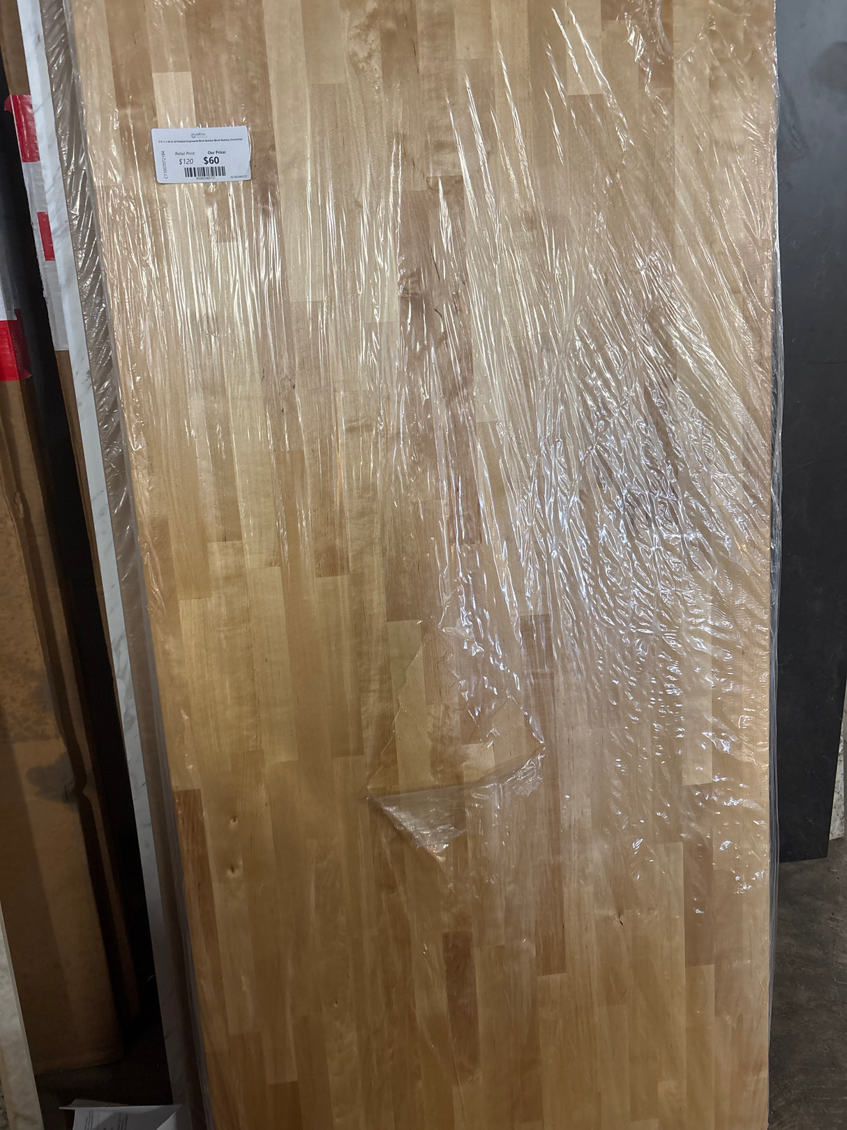 5 ft. L x 30 in. D Finished Engineered Birch Butcher Block Desktop Countertop