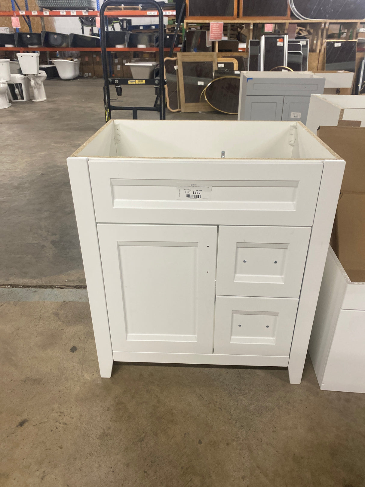 Ridge 30 in. W x 22 in. D x 34 in. H Bath Vanity Cabinet without Top in White