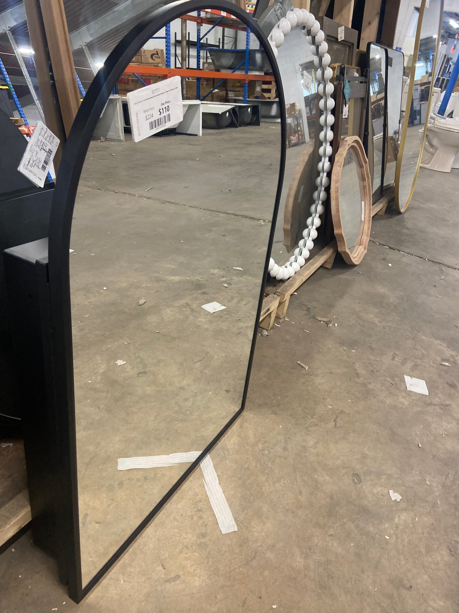 24 in. W x 36 in. H Arched Recessed/Surface Mount Medicine Cabinet with Mirror in Black