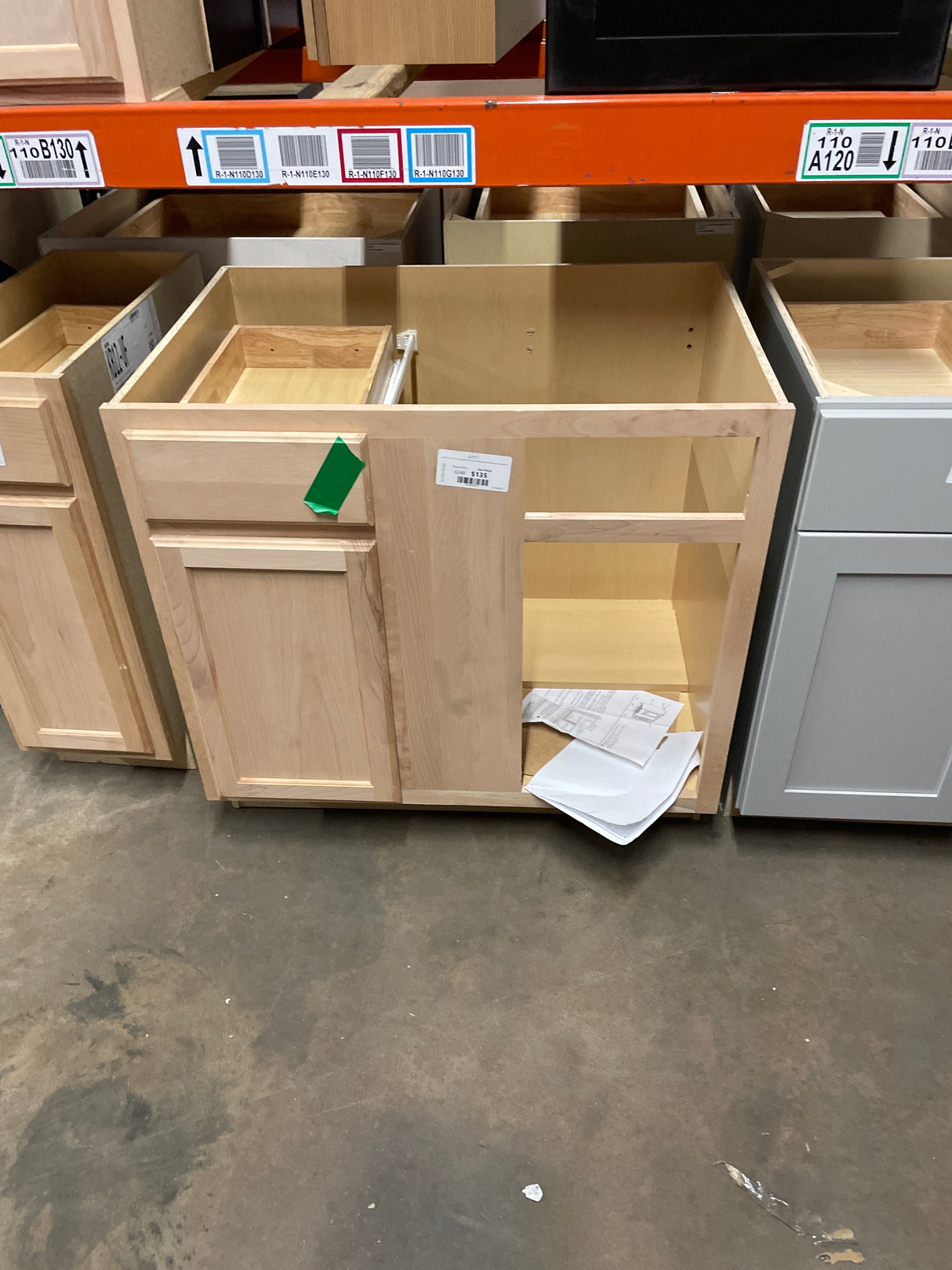 36 in. W x 24 in. D x 34.5 in. H Assembled Blind Corner Base Kitchen Cabinet in Unfinished with Recessed Panel