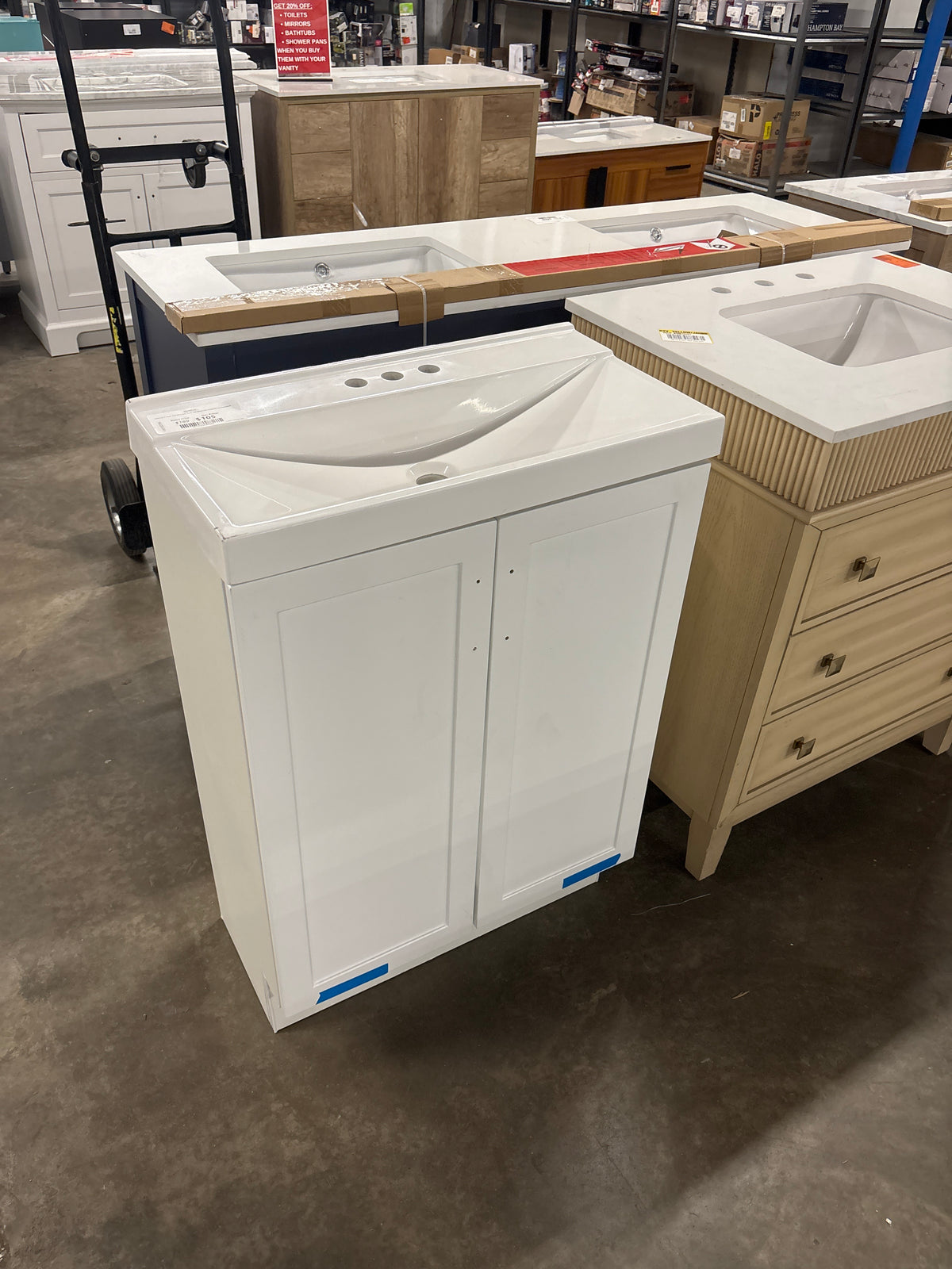 Penlee 25 in. Single Sink White Bath Vanity with White Cultured Marble Top (Assembled)