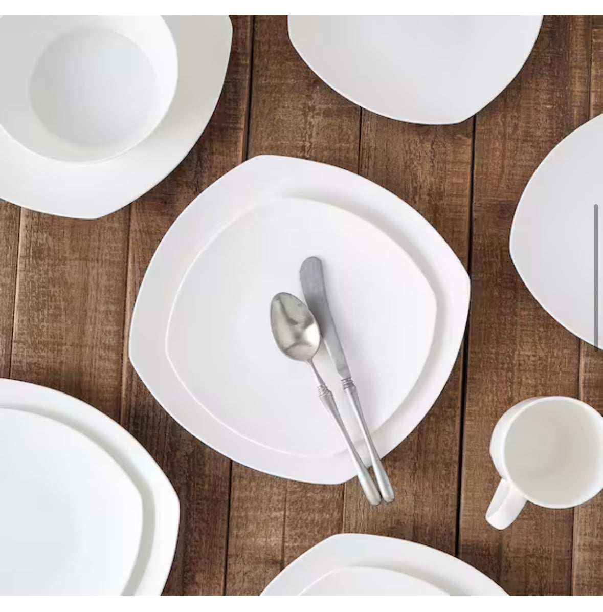 Stone Lain Juliette 16-Piece Dinnerware Set Bone China, Service For 4, White