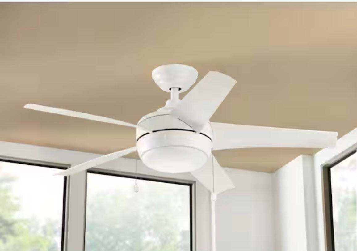 Windward 44 in. LED Indoor Matte White Ceiling Fan with Light Kit