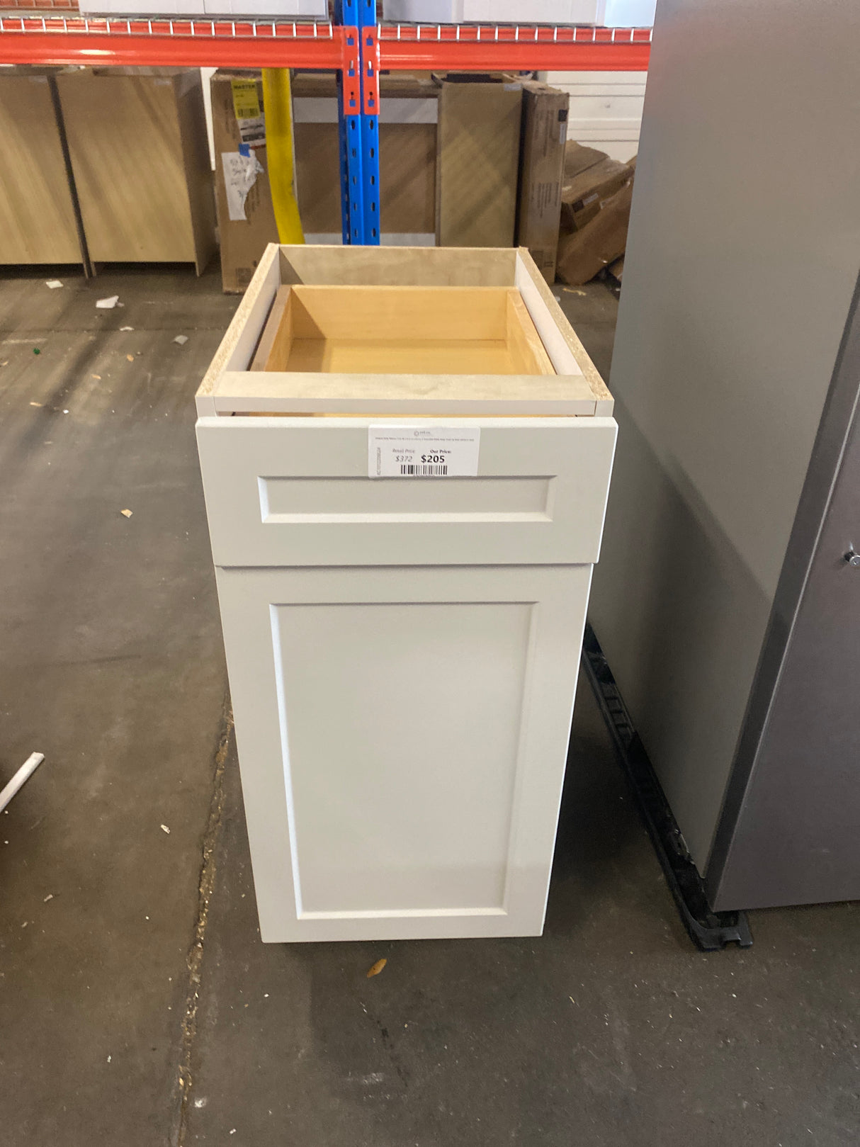 Designer Series Melvern 15 in. W x 24 in. D x 34.5 in. H Assembled Shaker Single Trash Can Base Cabinet in Cloud