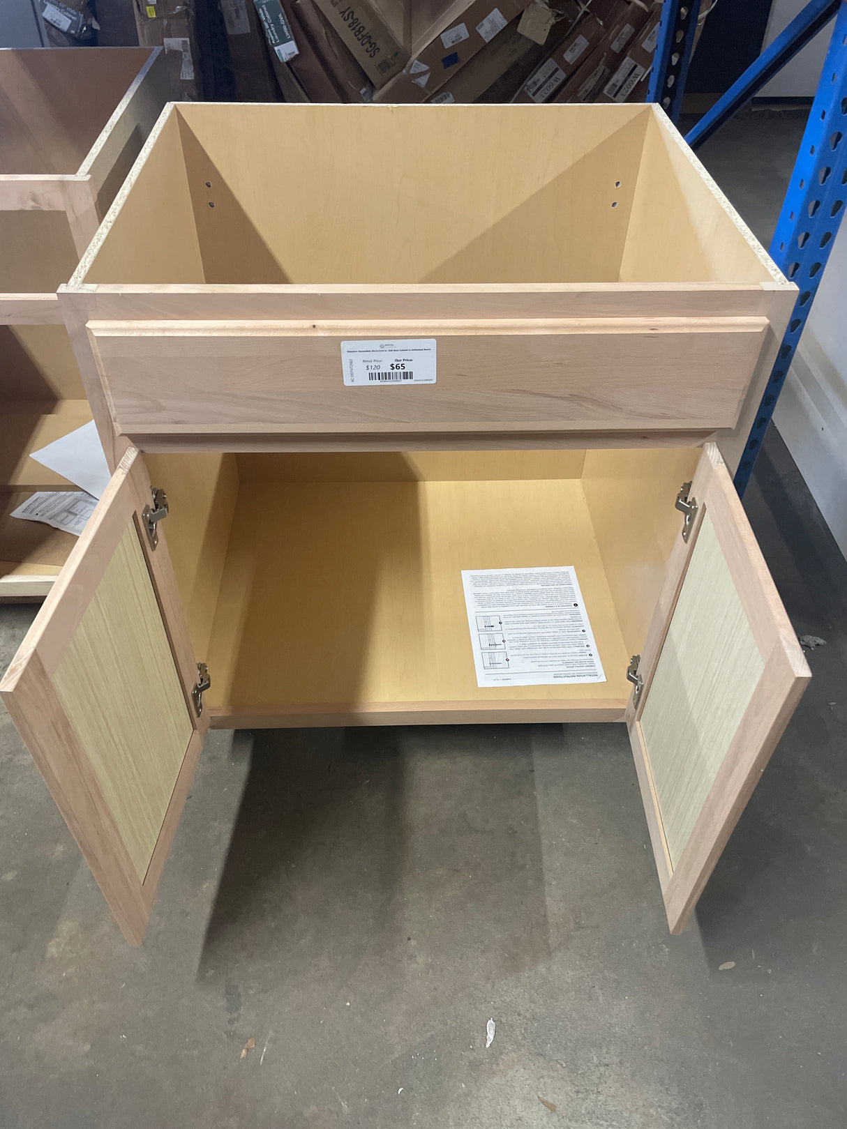 Hampton Assembled 30x34.5x24 in. Sink Base Cabinet in Unfinished Beech