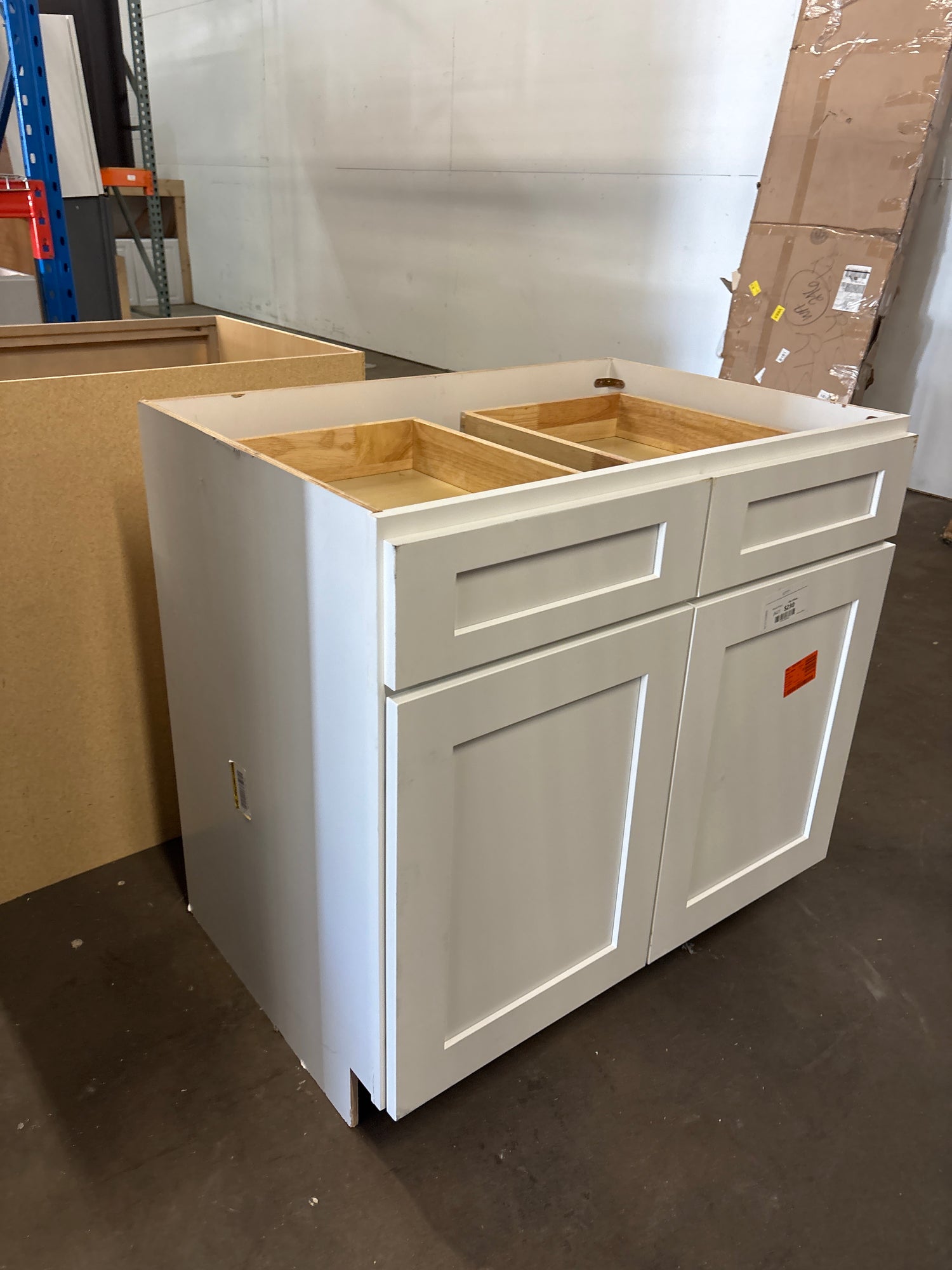 36 in. W x 24 in. D x 34.5 in. H Plywood Ready to Assemble Floor Base Kitchen Cabinet in White Shaker with 2 Drawers