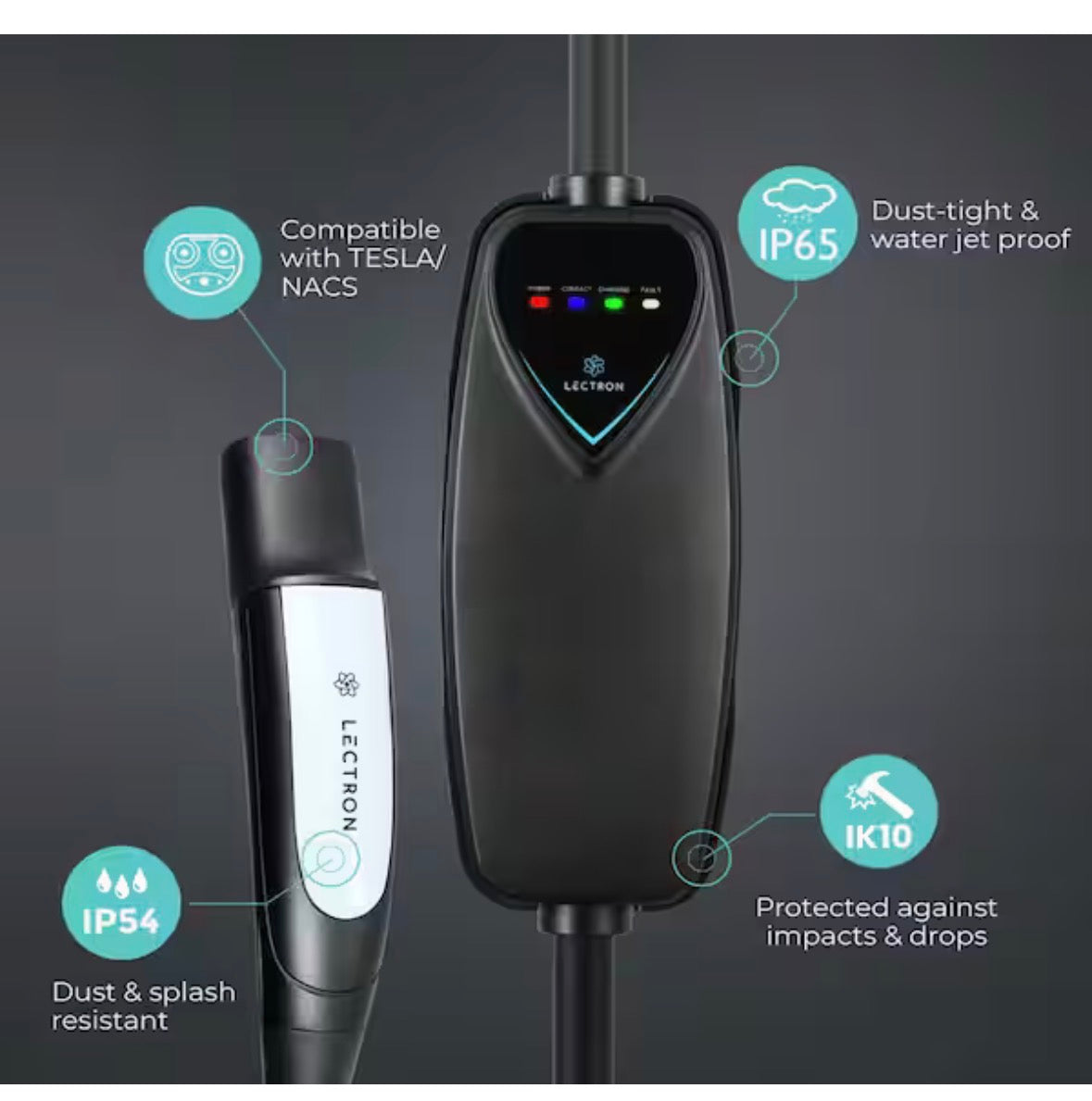 Level 2 Tesla Charger-240V, 40 Amp, NEMA 14-50 Plug, 16 ft. Extension Cord-Portable Electric Car Charger for Tesla