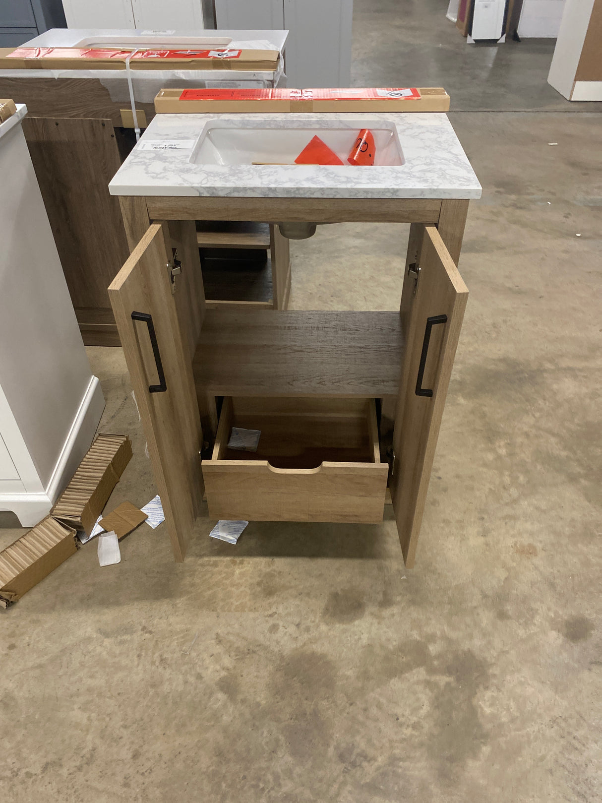 Huckleberry 24 in. W x 19 in. D x 34 in. H Single Sink Bath Vanity in Weathered Tan with White Engineered Marble Top