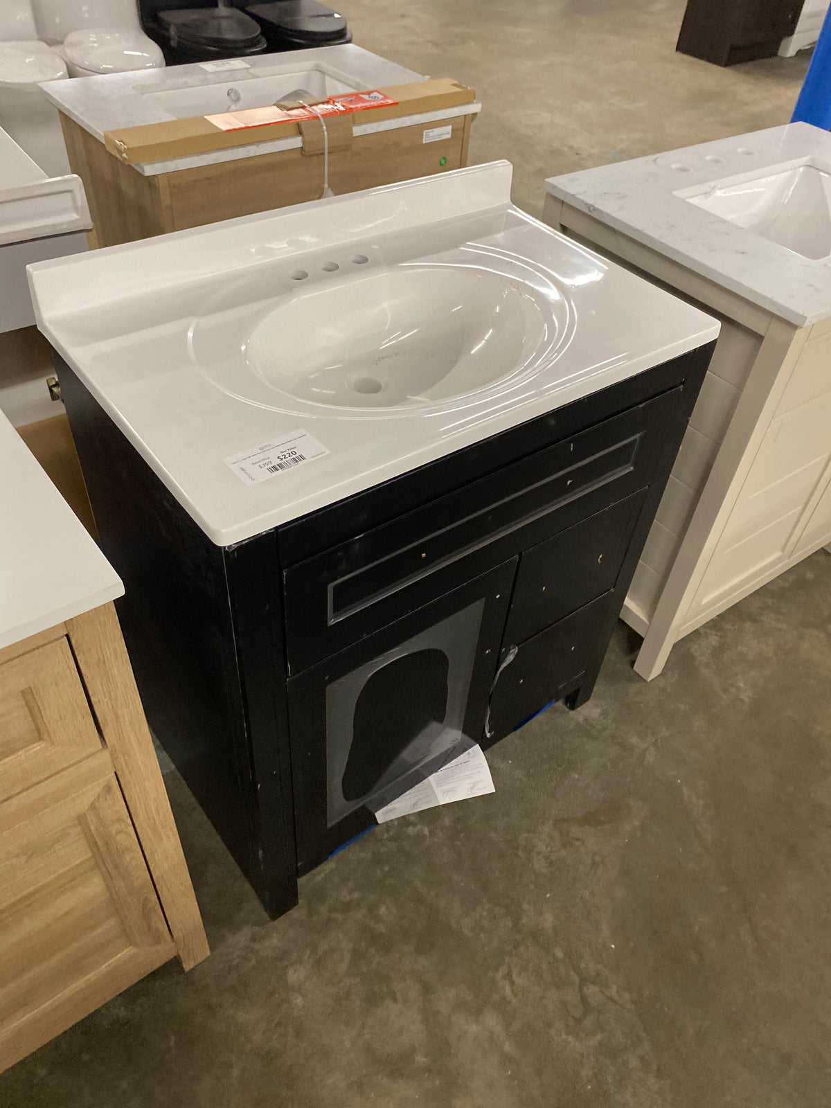 Clady 31 in. Single Sink Matte Black Bath Vanity with White Cultured Marble Top (Assembled)