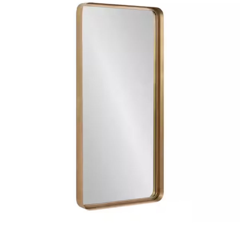 Armenta 20.00 in. W x 42.00 in. H Rectangle Metal Gold Framed Industrial Wall Mirror