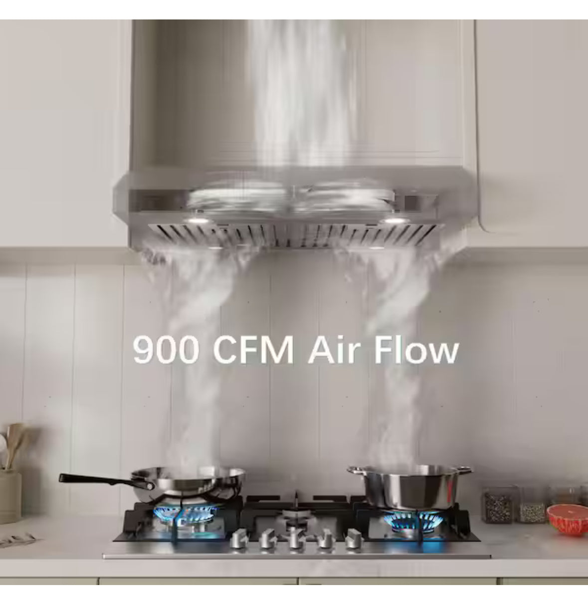 36 in. 900CFM Ducted Under Cabinet Range Hood with Touch Display, Permanent Filters in Stainless Steel with Black Glass