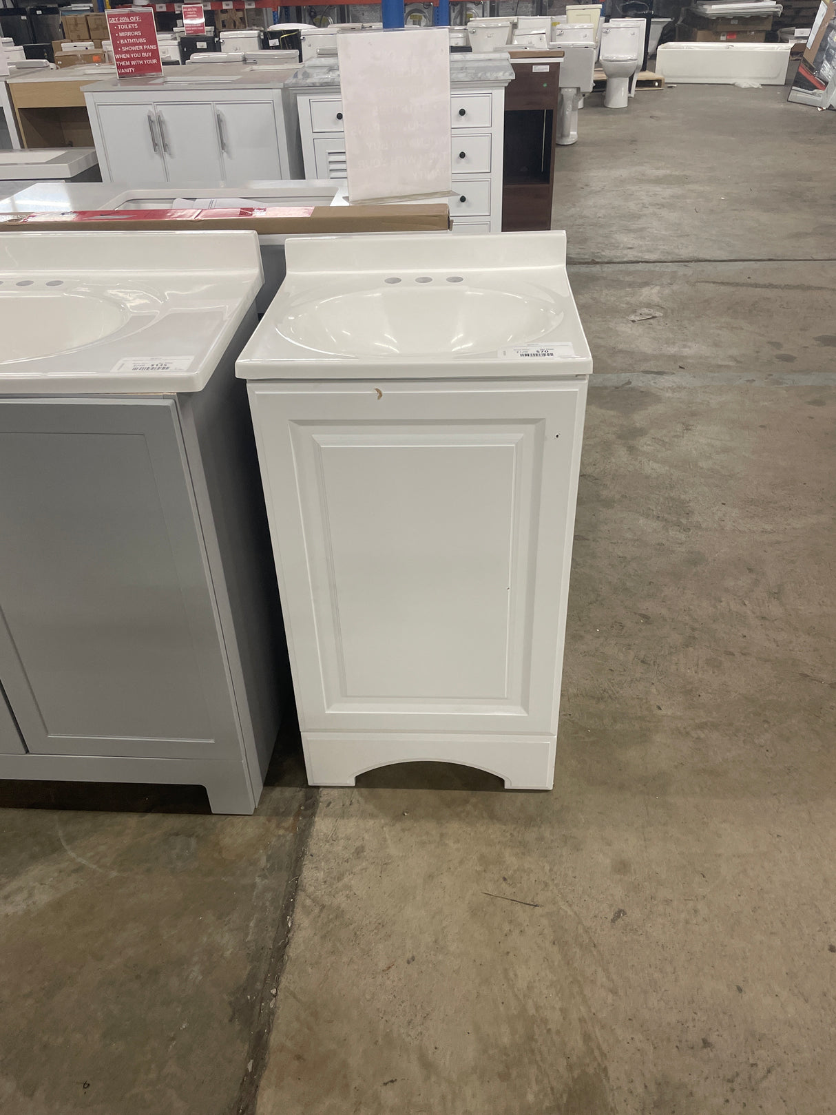 19 in. W x 18 in. D x 34 in. H Single Sink Freestanding Bath Vanity in White with White Cultured Marble Top